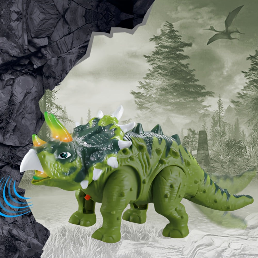 Walking Triceratops Dinosaur Toy with Lights and Roaring Sounds