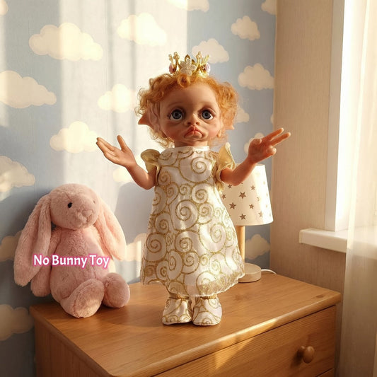 15-Inch Fairy Elf Reborn Doll with Wavy Hair and Random Crown