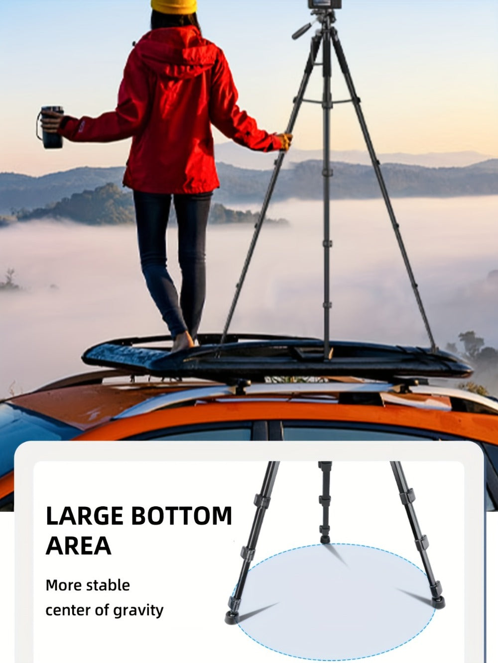 Heavy Duty Aluminum Tripod 74 Inch Red 3-Section, ALEiMON 188cm 14lb Capacity Adjustable Camera Stand with Tote Bag for DSLR, Mirrorless, Smartphone, Projector & Outdoor Photography