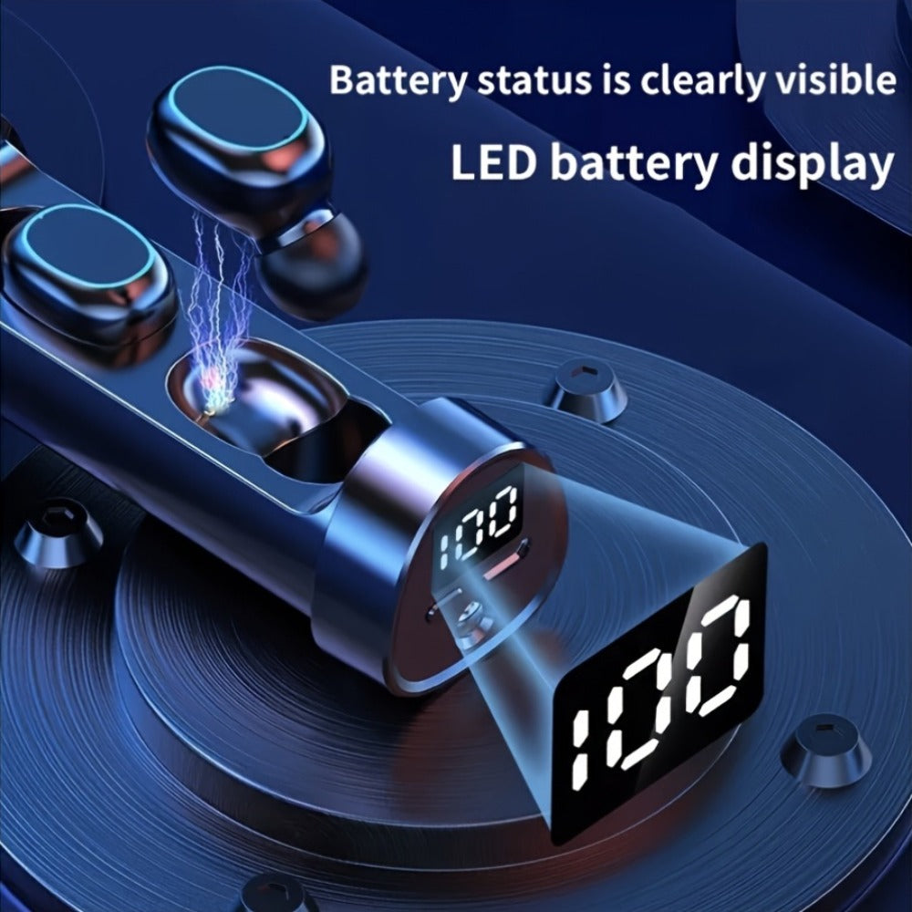Wireless Earbuds with Built-In Torchlight Hi-Fi Sound Touch Control Mic Sound Isolation USB Rechargeable Case for Gaming Outdoor Sports Running All Smartphones