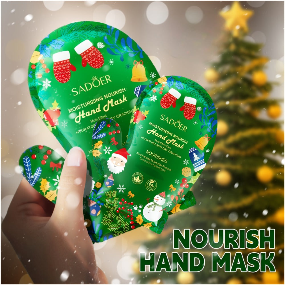Collagen Hand & Foot Mask Set 12PCS - Deep Moisturizing Niacinamide Glycerin Hydrating Spa Treatment for Dry Cracked Hands & Feet - 6 Hand Masks + 6 Foot Masks Gift for Women Mom