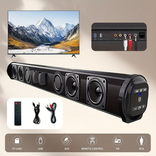 4D Echo Pearl Hi-Fi Soundbar with Subwoofer – Surround Sound Speaker System for TV, Computer & Laptop, Infrared Remote Control, Wired & Wireless, Portable Home Theater Soundbar