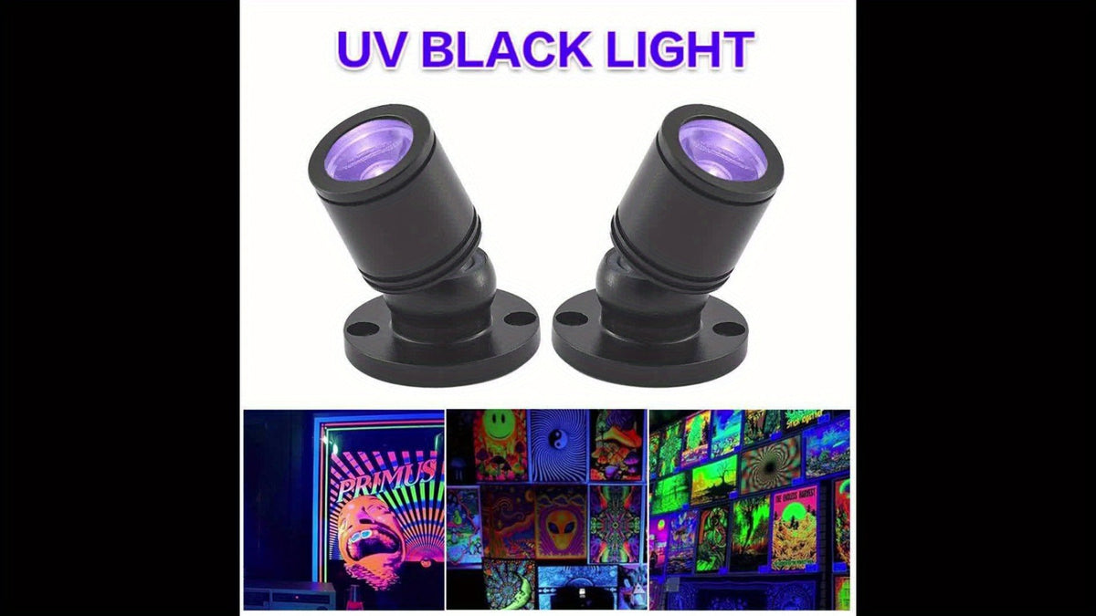 LED UV Blacklight USB Powered Mini Spotlight – Glow Party, Tapestry & UV Reactive Decoration with On/Off Switch