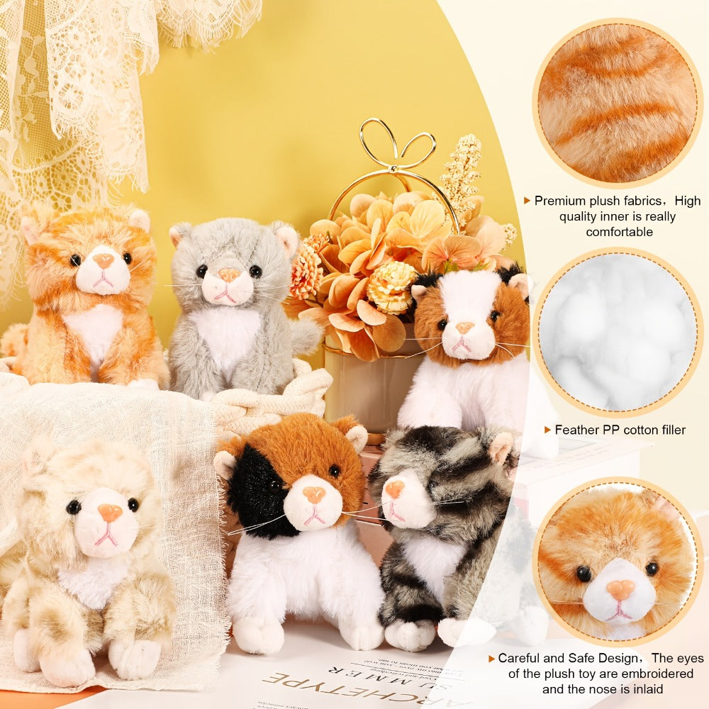 Kitten Stuffed Animal Set, 16-Pack of Assorted 5-Inch Cat Plush Toys