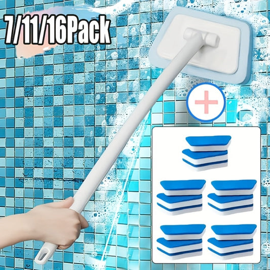 Shower Cleaning Brush Set with Replaceable Heads, 7, 11 or 16 Pieces