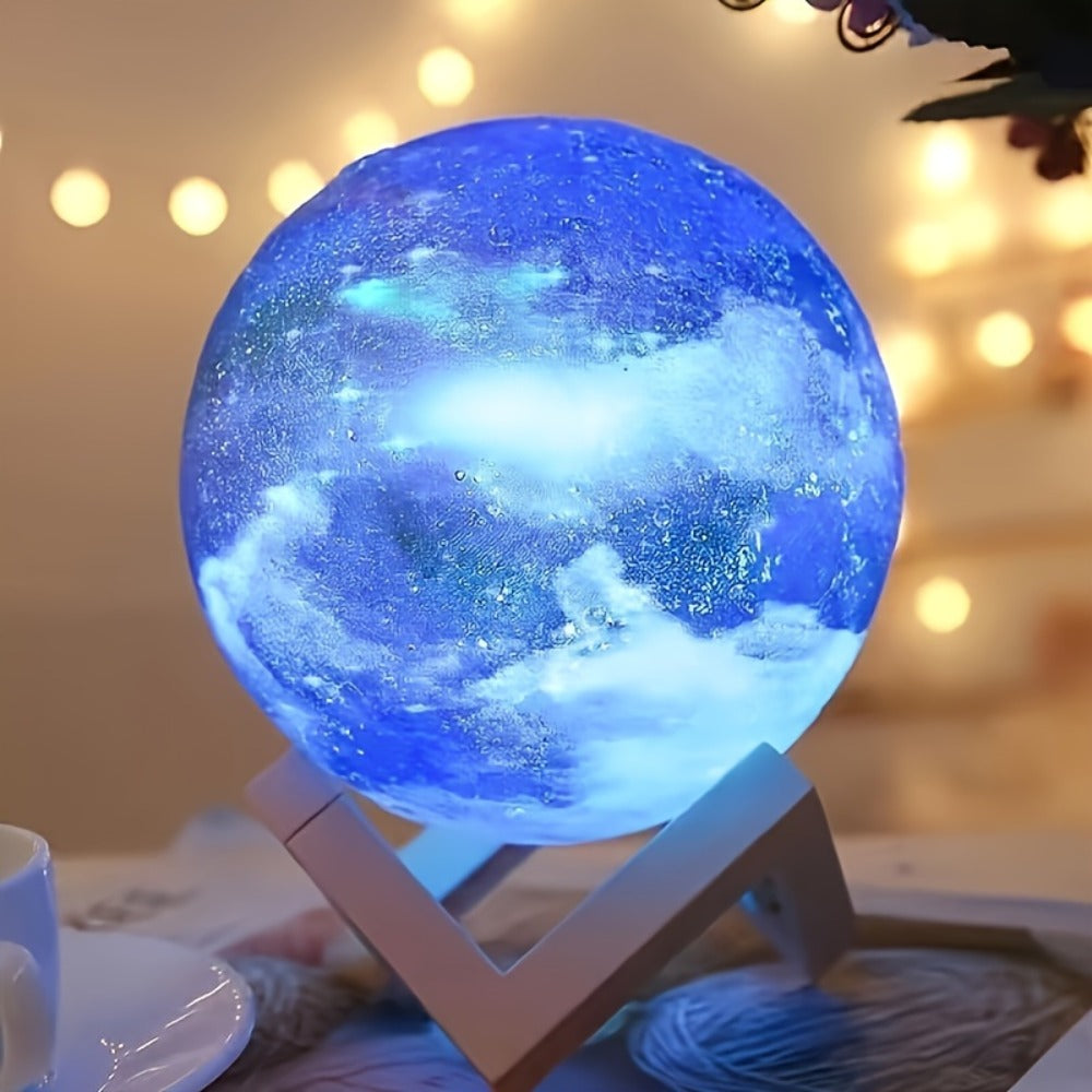 3D Moon Lamp 16 Colors LED Night Light with Remote Control USB Powered Solid Wood Stand 16 Inch Colorful Ball Galaxy Lamp for Bedroom Home Decor Unique Birthday Gift Kids Adults