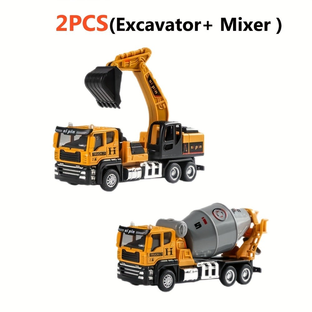 Construction Vehicle Toy Set with Excavator, Mixer, Dump Truck and Crane Options