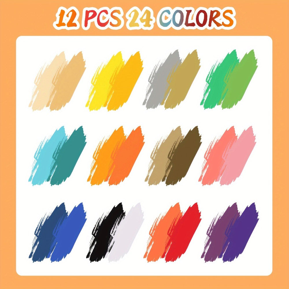 Double-Ended Acrylic Paint Pens 48 72 Colors Bulk Pack – Waterproof Dual Tip Markers for Rock Painting Fabric Metal Glass Wood Canvas Ceramics Eggs Pumpkins Artist Crafter Gift