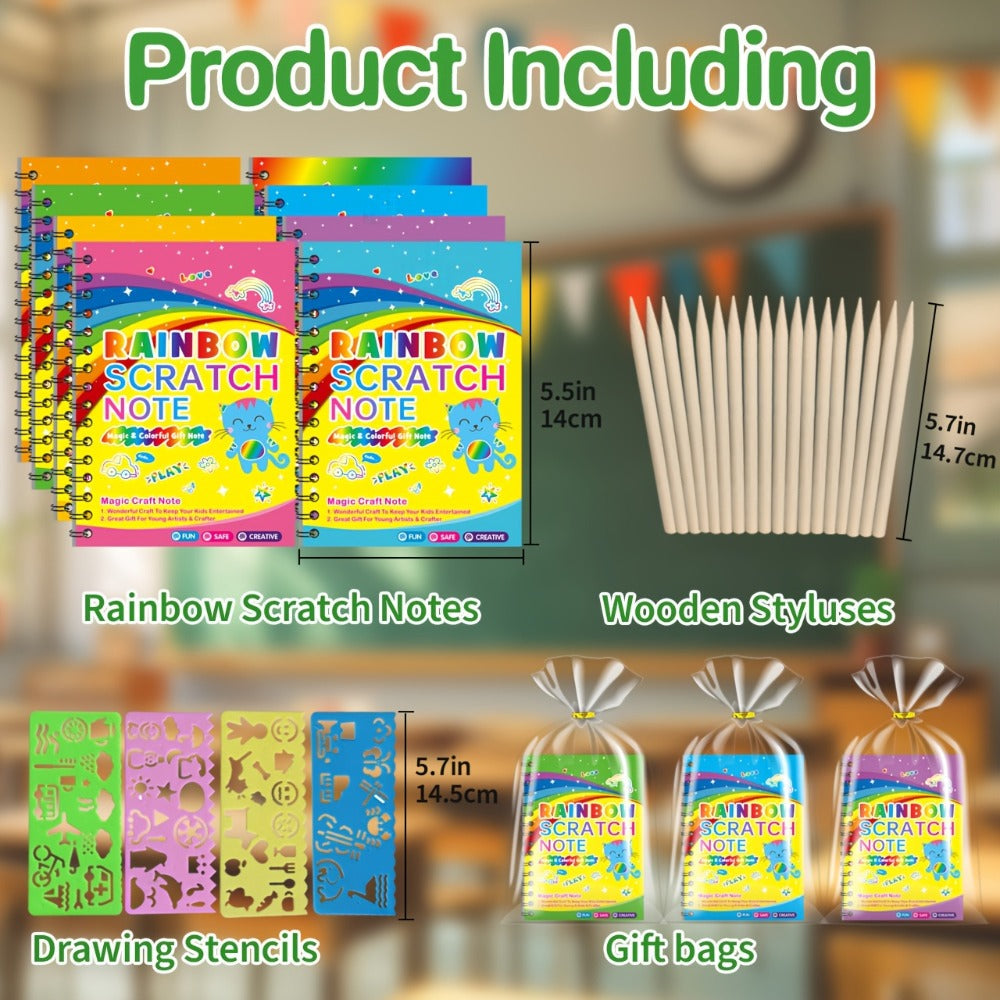 Scratch Art Notebooks 48 Pack Rainbow Scratch Paper Party Favors for Kids Birthday Gifts Bulk Art Craft Kit Scratch Pads for Boys Girls Classroom Prizes Goody Bag Fillers