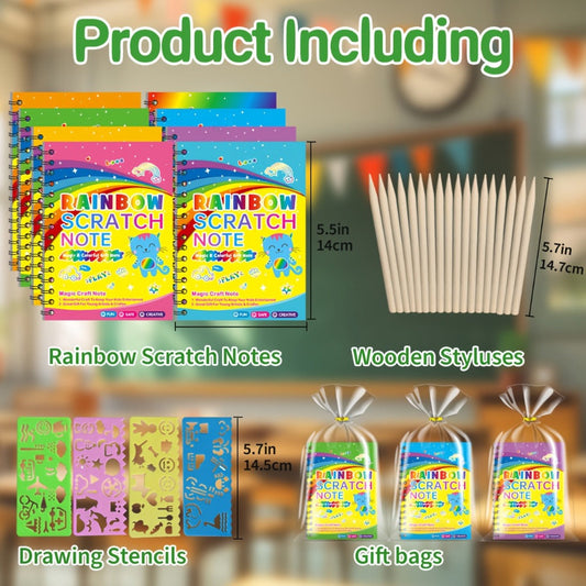 Scratch Art Notebooks, 48-Pack Rainbow Paper for Party Favors and Classroom Activities