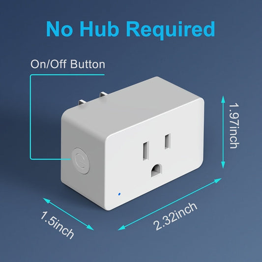 Wi-Fi Smart Plug 15A with Timer, App & Group Control, 2- or 5-Pack