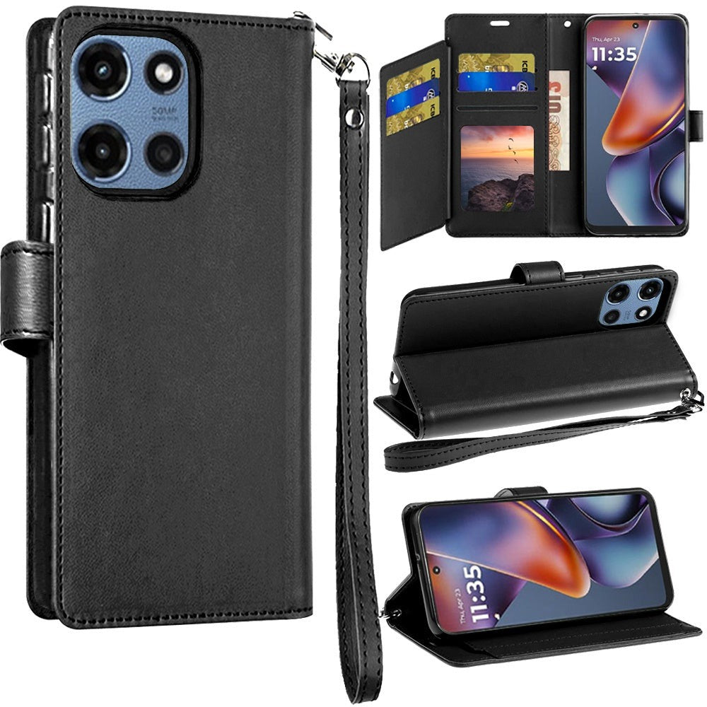 Moto G 5G 2025 Wallet Case PU Leather Folio with 5 Card Slots Cash Pocket Magnetic Closure Kickstand for Motorola Moto G 5G 2025 – NOT for 2024/2023/2022