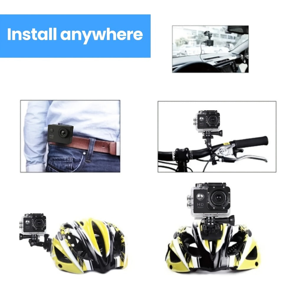 1080P Waterproof Action Camera for Kids & Beginners – 170° Wide Angle, 2" LCD, 90-Min Battery, Accessory Kit for Swimming, Cycling, Rock Climbing & Outdoor Sports Gift