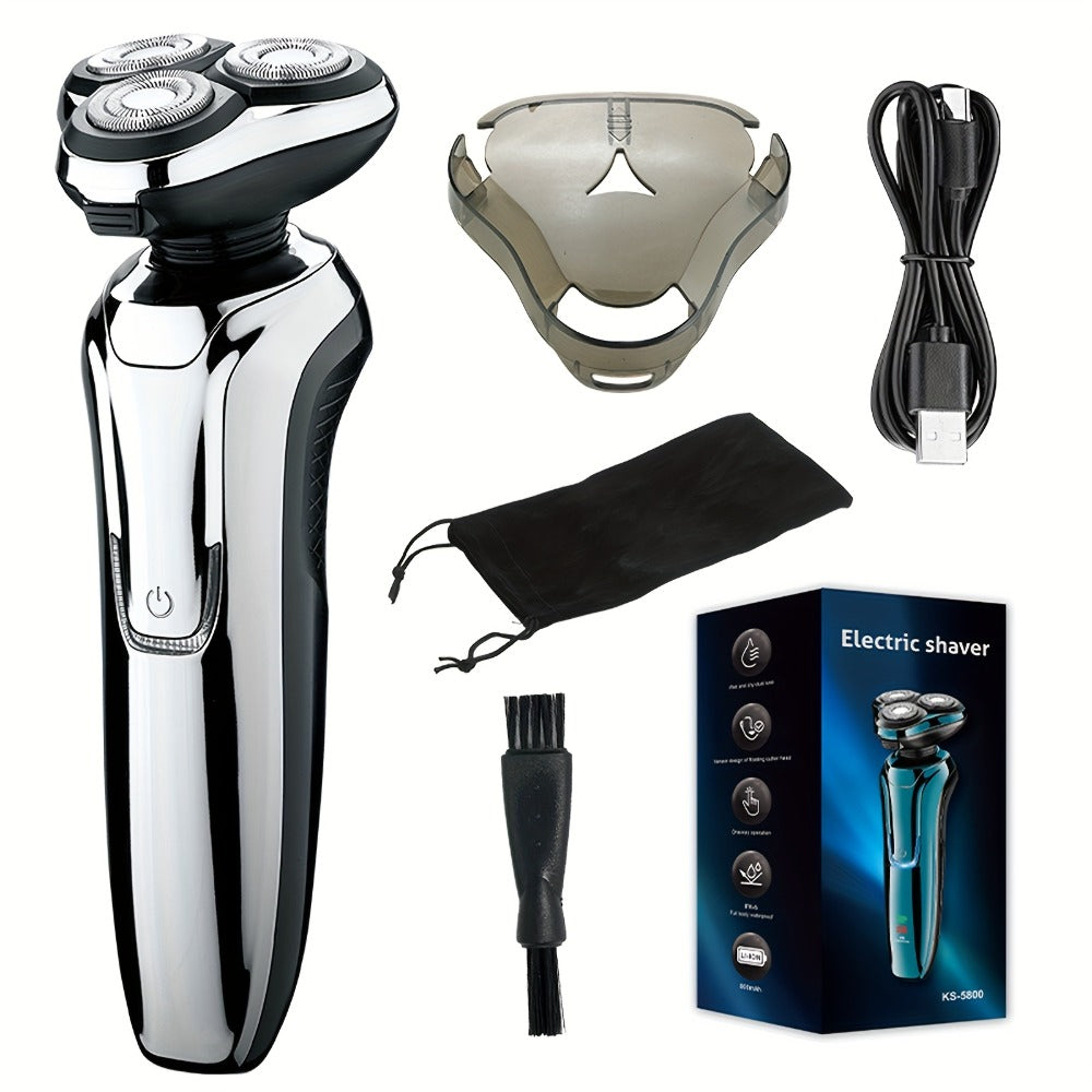 Electric Shaver for Men 4D Floating Triple Blade Waterproof — Wet Dry Razor with LED Battery Display & Type-C Fast Charging, High-End Close Shave Grooming Gift for Dad Husband