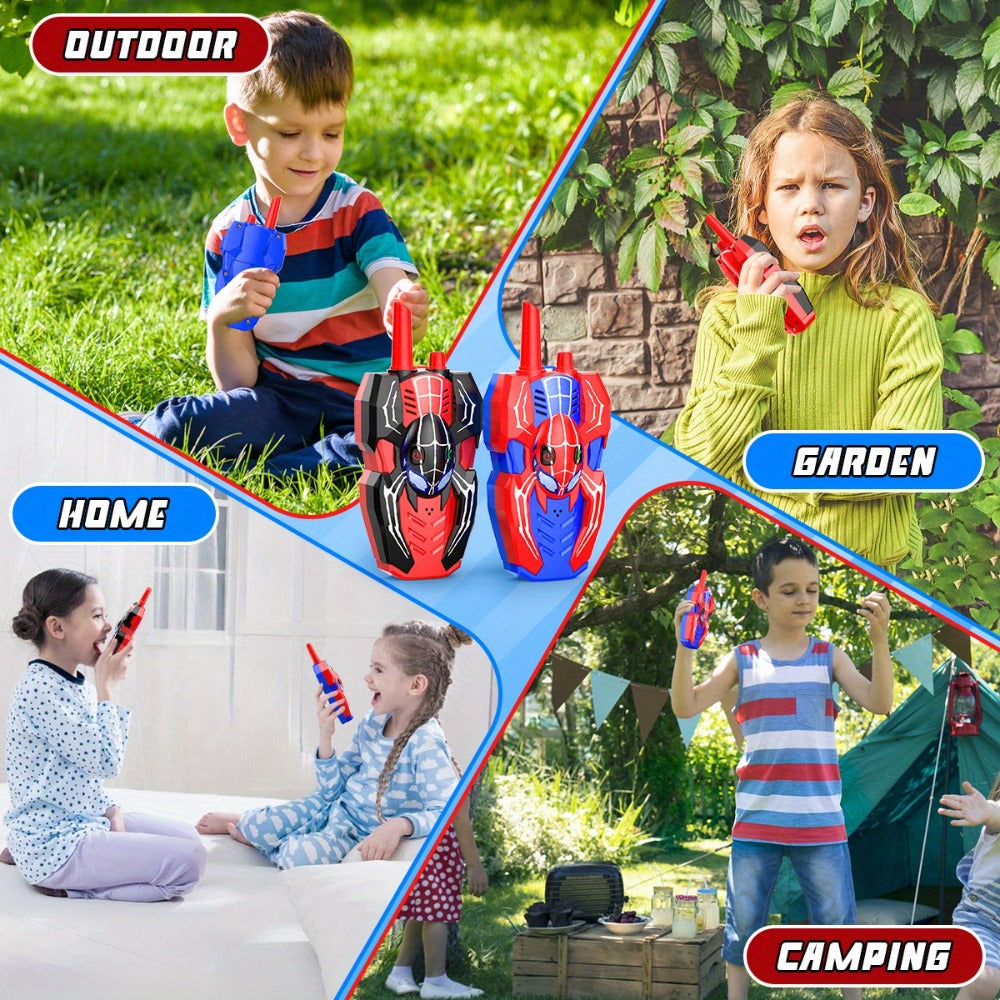 Spider Walkie Talkies for Kids, 2-Pack with Push-to-Talk and Lanyard Holes