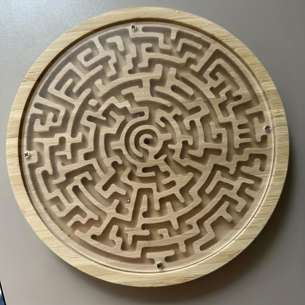 Wooden Maze Balance Board with Steel Ball, Handheld Puzzle Game in 1 or 2 Packs