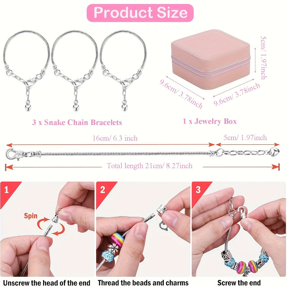DIY Beaded Bracelet Making Kit, 7 Styles, Unicorn & Mermaid