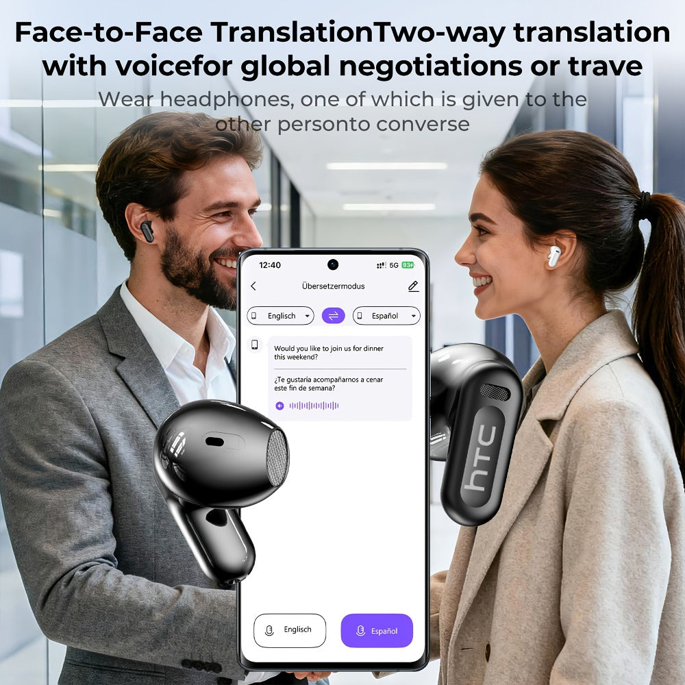 AI Translation Earbuds 136 Languages Real-Time Bidirectional Translation LDAC HD Sound True Wireless Bluetooth for Business Travel Meetings International Use