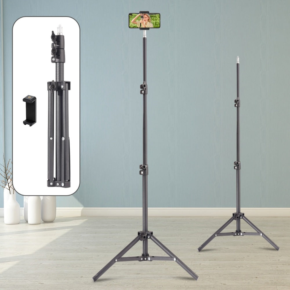 Gooseneck Phone Tripod Stand 63 Inch Flexible with Secure Phone Holder & Retractable Aluminum Base – Portable Adjustable Height for iPhone Android Vlogging Live Streaming Cooking Fitness Video Recording