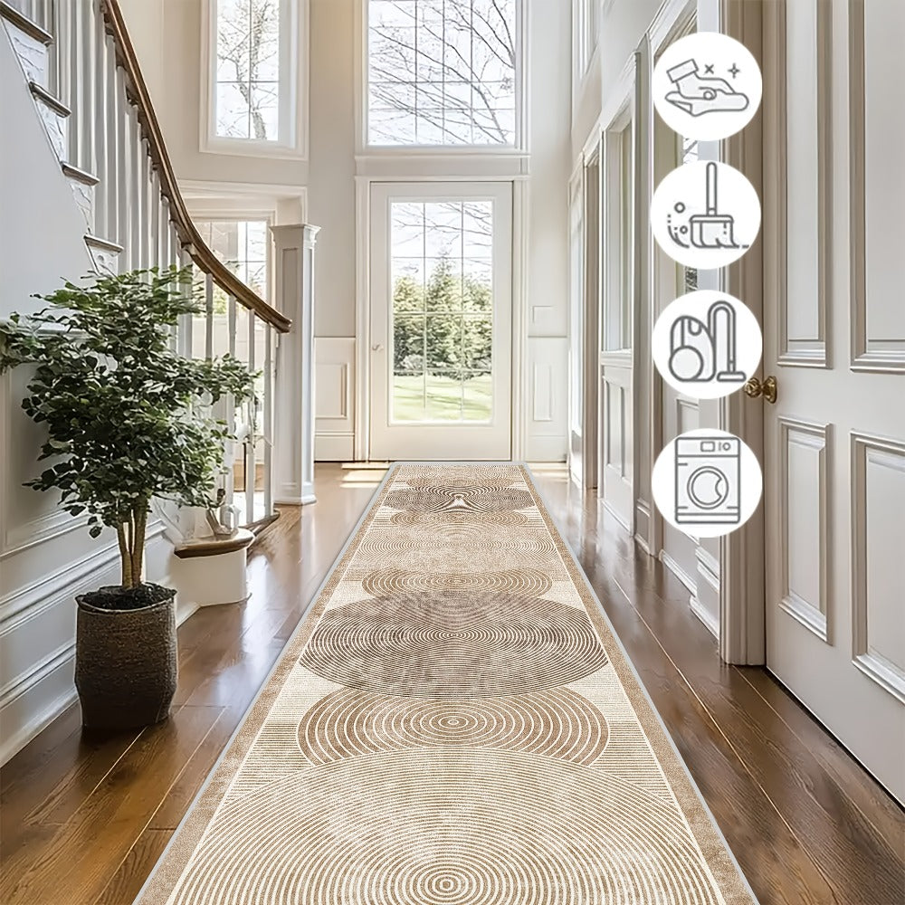Modern Area Rug Non-Slip Machine Washable – Indoor Outdoor Rectangular Carpet in Beige, Grey, Black & Brown for Hallway, Kitchen, Living Room & Patio – 4 Sizes Available