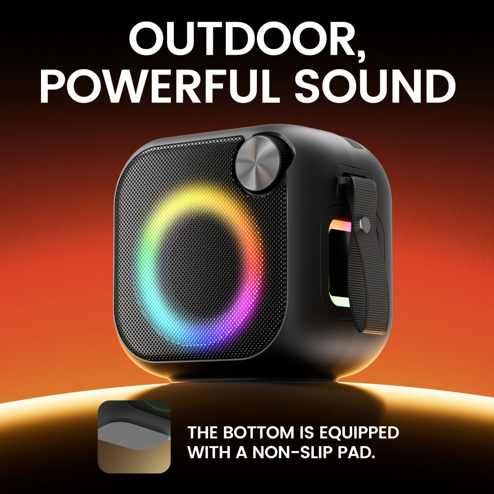 RGB Bluetooth Speaker with Music Visualizer, Portable Wireless Speaker with Color-Changing LED Lights for Gaming & Parties, USB/TF/AUX/Type-C, Compatible with PC Smartphone Tablet TV