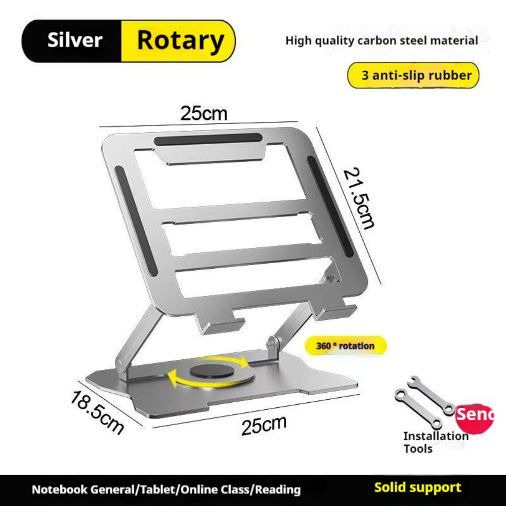 360° Swivel Ergonomic Laptop Stand Adjustable Foldable Compatible with MacBook Pro Air and All Laptops up to 17 Inch Portable Desk Riser for Home Office Remote Work Presentations Black Silver