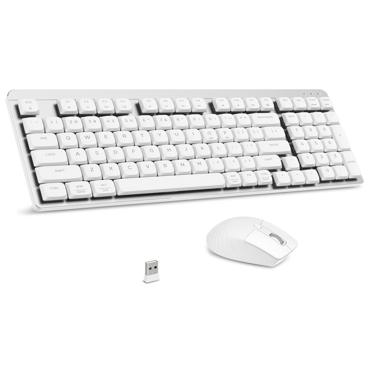 LeadsaiL FA98 Low Profile Wireless Mechanical Keyboard and Mouse Combo – 2.4GHz 98-Key 96% Slim Red Switch Silent Mouse, Ergonomic Design for Windows & Mac | Aesthetic Colors Purple, Silver & Pink