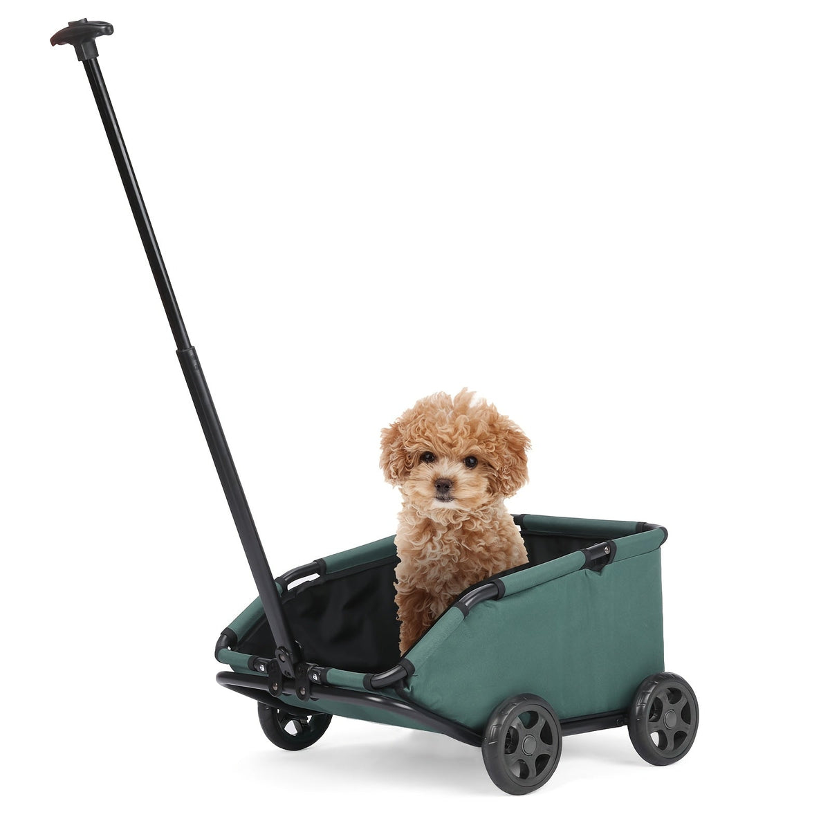 Pet Stroller for Small Dogs & Cats Foldable Mini Dog Wagon with Extendable Pull Handle, Built-In Cushion, Safety Rope & Storage Bag - Lightweight Travel Cart for Small Pets