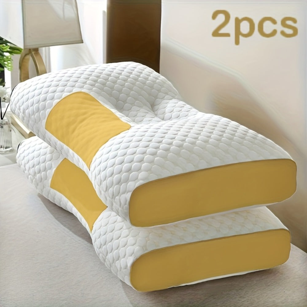 Ergonomic Neck Pillow 2-Pack Adjustable Cervical Support Pillow for Side Back Sleepers Contoured Memory Foam Neck Pillow Travel Home Sleeping