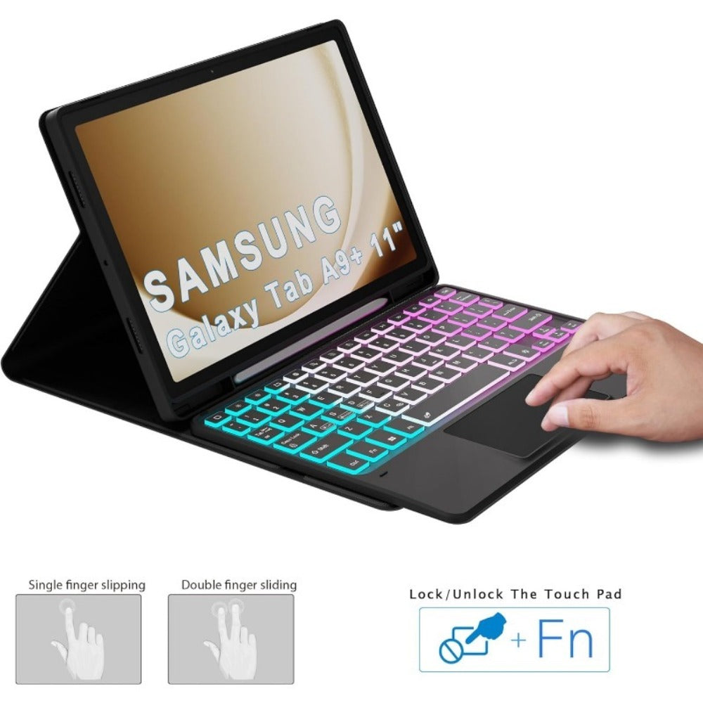 Samsung Galaxy Tab A9 Plus 11 Inch Keyboard Case with Detachable USB-C Keyboard Magnetic Cover Pen Slot for SM-X210 X215 X216 X218 – Protective Tablet Case with Keyboard for Galaxy Tab A9+