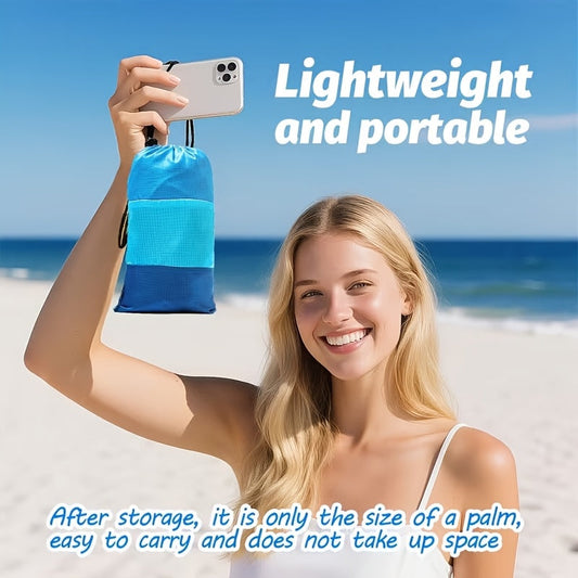 Beach Blanket, 55 x 78 in Blue Sandproof Mat for Picnics and Camping