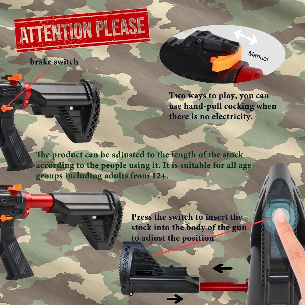 High-Performance Rechargeable Electric Splash Ball Toy Gun – USB Charge Portable Combat Outdoor Shooting Rifle for Kids Boys Teens, Party Gift Christmas New Year Birthday Outdoor Game