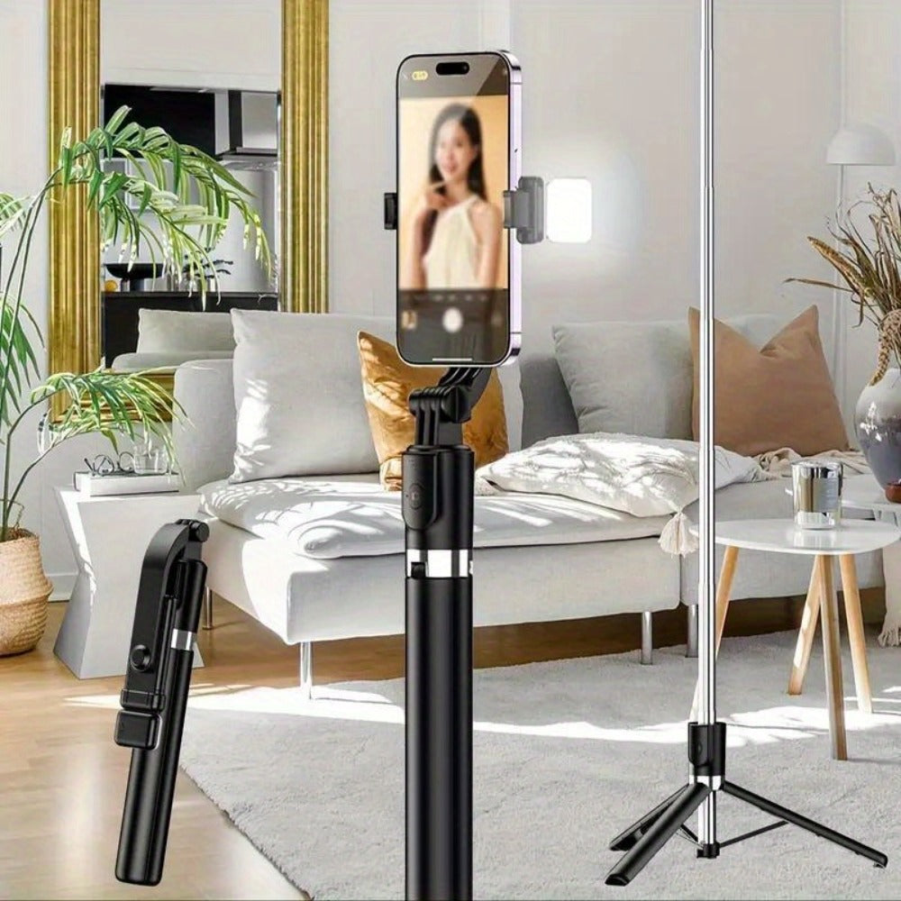68 Inch Live Streaming Tripod Floor Standing with Wireless Remote – Retractable Selfie Stick, 360° Rotation, Anti-Shake Stable Phone Stand for Travel Vlogs, Outdoor Streaming, iPhone & Android