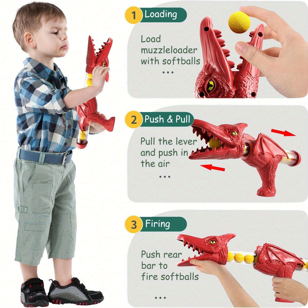 Dinosaur Shooting Toy Set for Kids – Air Pump Foam Bullet Blaster with Moving Dinosaur Targets | Twin Pistol, Family Pack & Launcher Editions | Hand-Eye Coordination | Ages 3-9 Gift
