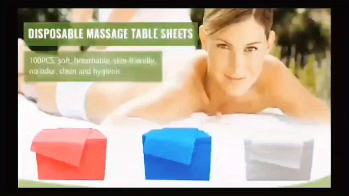 Disposable Massage Table Sheets 100-Pack Non-Woven Spa Bed Cover – Stain-Resistant Single-Use Table Liner for Massage Therapists, Estheticians, Tattoo Artists & Salons, White or Pink