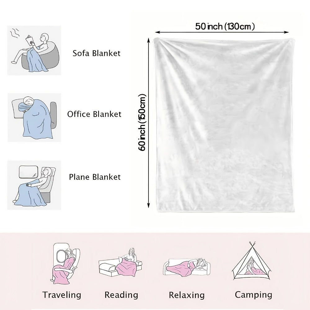 Floral Flannel Blanket – 280gsm Soft Warm Elegant Flower Print Bedspread for Sofa, Bed & Living Room, Machine Washable, 3 Sizes