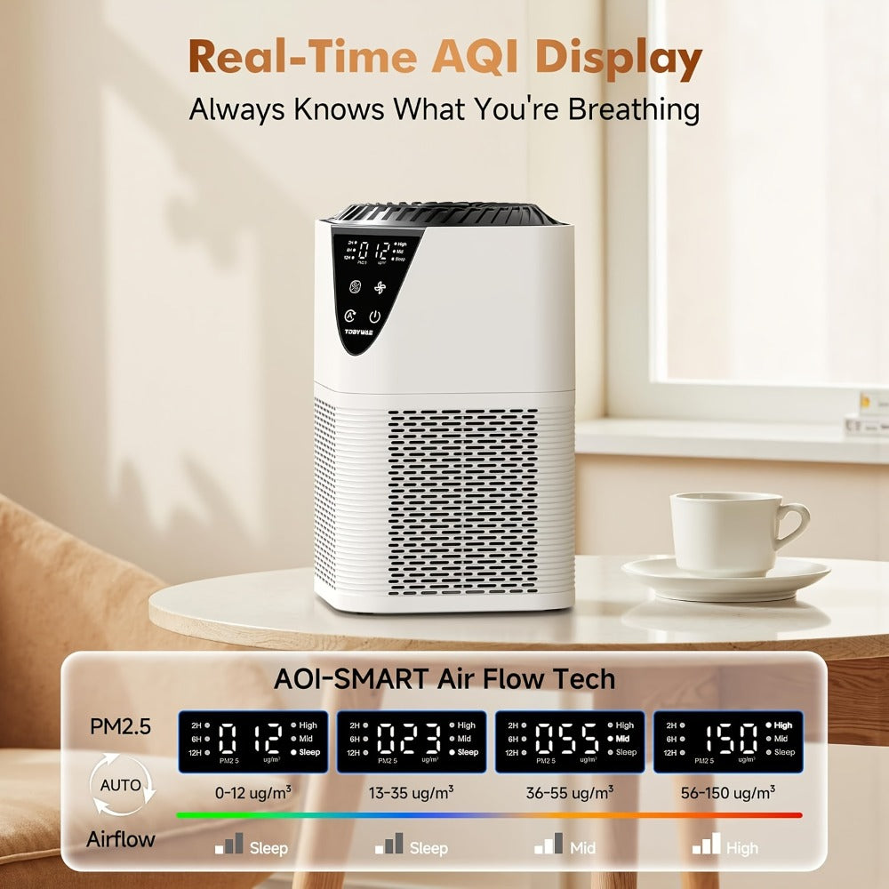 Air Purifier H13 True HEPA Filter for Large Room - Aromatherapy Diffuser, 1076 Sq Ft Coverage, 25dB Ultra Quiet, Removes 99.97% Odors Dust Smoke, Bedroom Kitchen Living Room, Energy Saving Night Light