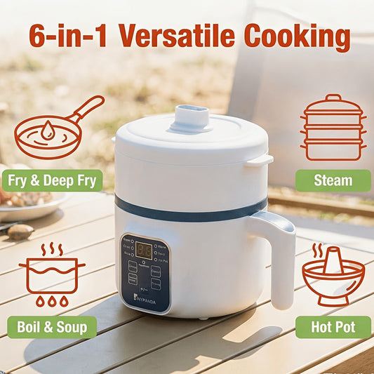Electric Hot Pot 1.7L with 6 Cooking Modes, Single- or Double-Layer Options