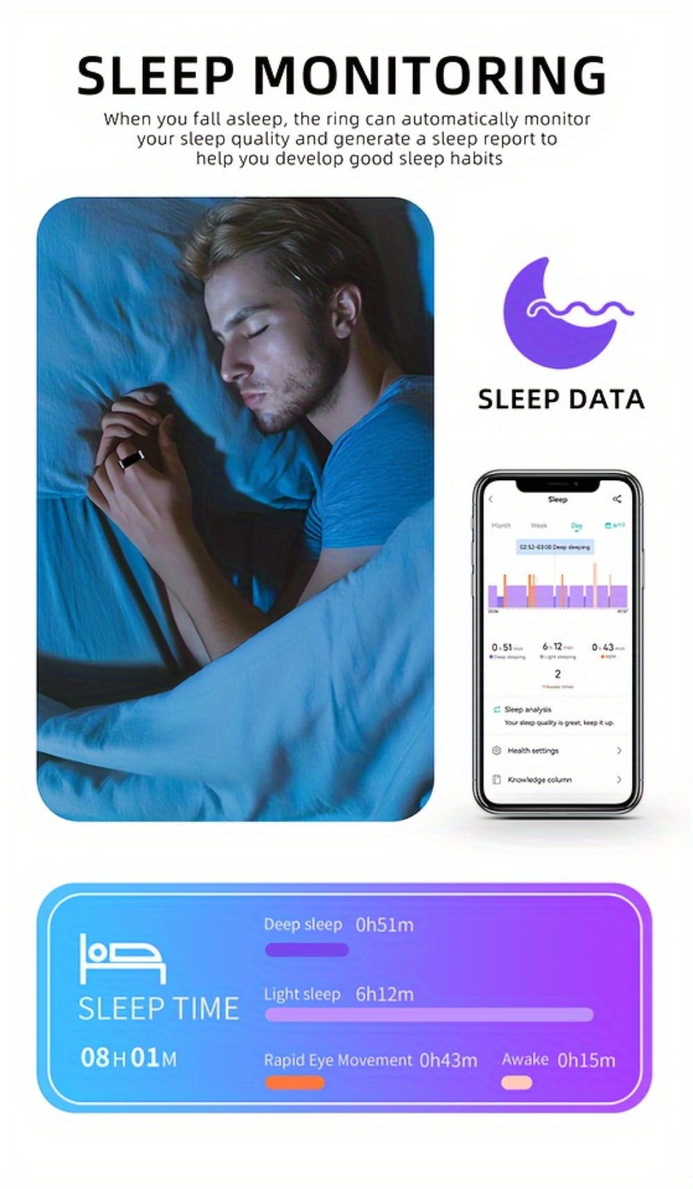 Health Monitoring Smart Ring with Heart Rate HRV Sleep Tracking, Steps Calories Body Temp & Menstrual Cycle – Bluetooth 5.3, iOS & Android, Sizes #7-#13, Rose Gold Black Silver