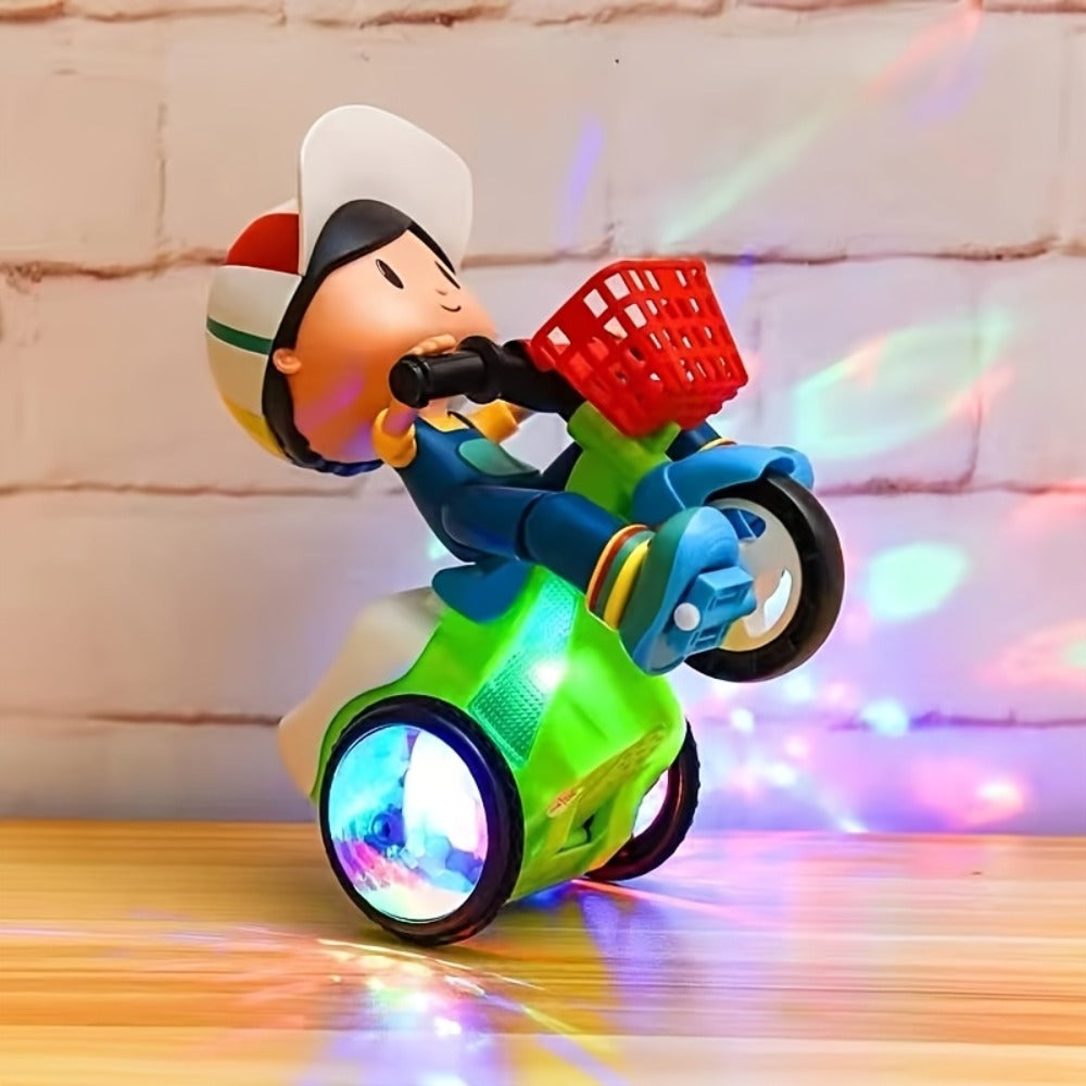 Kids Electric Tricycle Toy Motorcycle with 360° Rotation and Luminous Lights