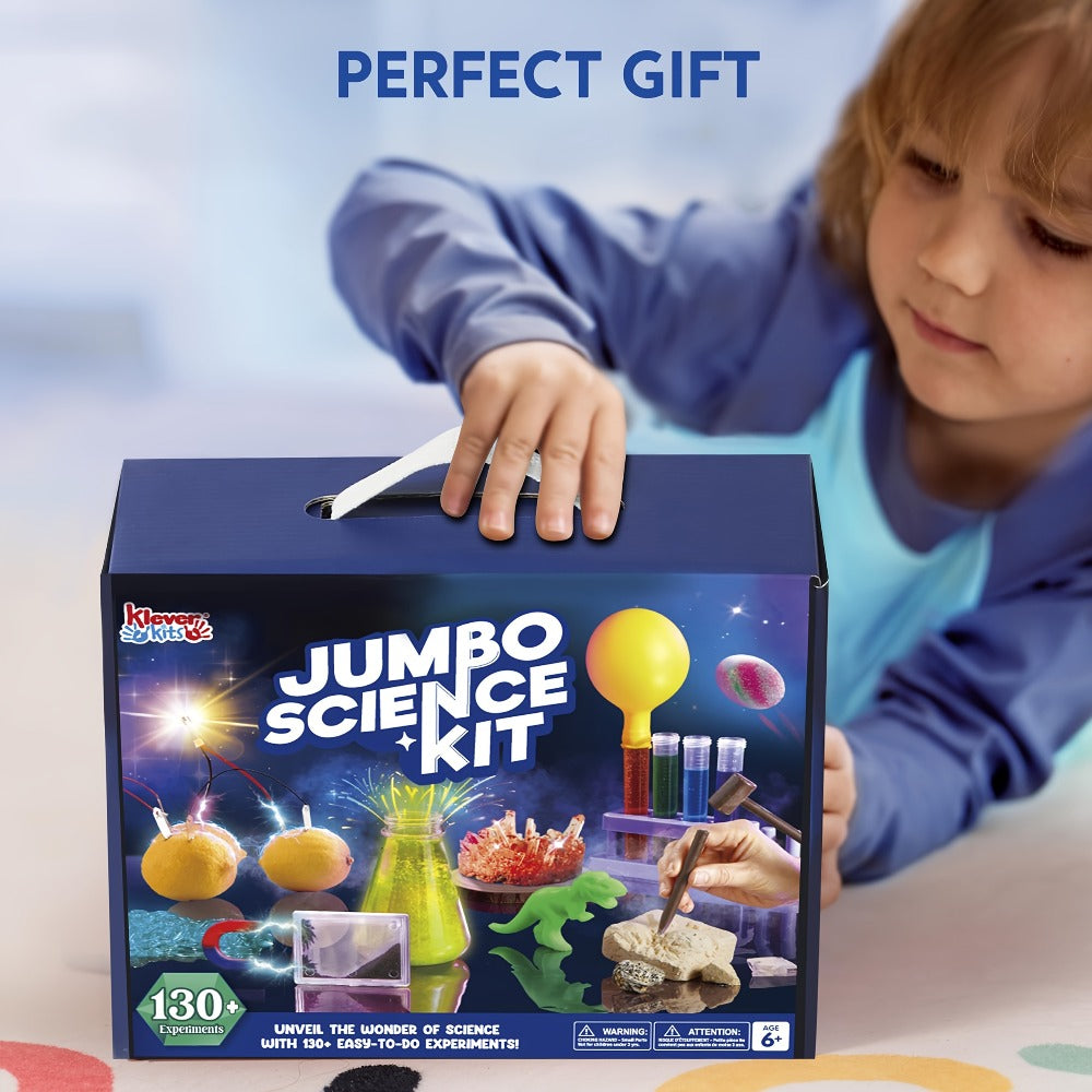 Jumbo Science Kit for Kids 130+ Experiments – STEM Chemistry Set with Crystal Growing Glowing Bulb Fossil Dig Soap Making, Hands-On Science Experiment Gift for Boys Girls Ages 6-12 Birthday Christmas