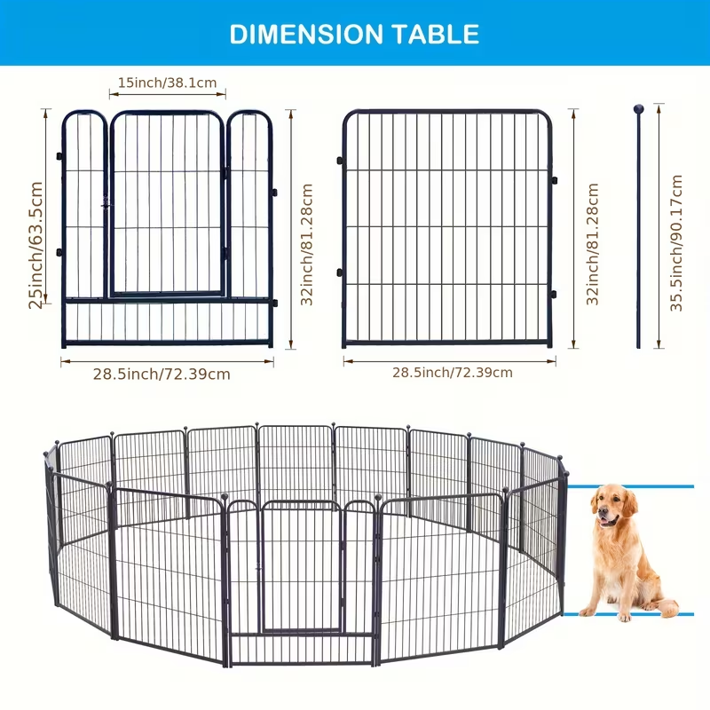 Metal Dog Playpen with 8 or 16 Panels and 32- or 45-Inch Height Options