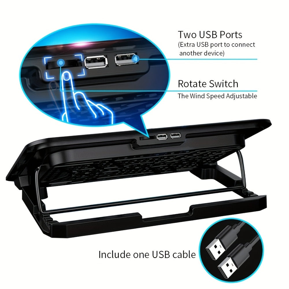 Laptop Cooling Pad ICE COOREL 6 Fans 12-17.3 Inch 5 Adjustable Heights 2 USB Ports RGB Gaming Laptop Cooler Stand Full Coverage Heat Dissipation for Gaming Work Home Office A9 A9R