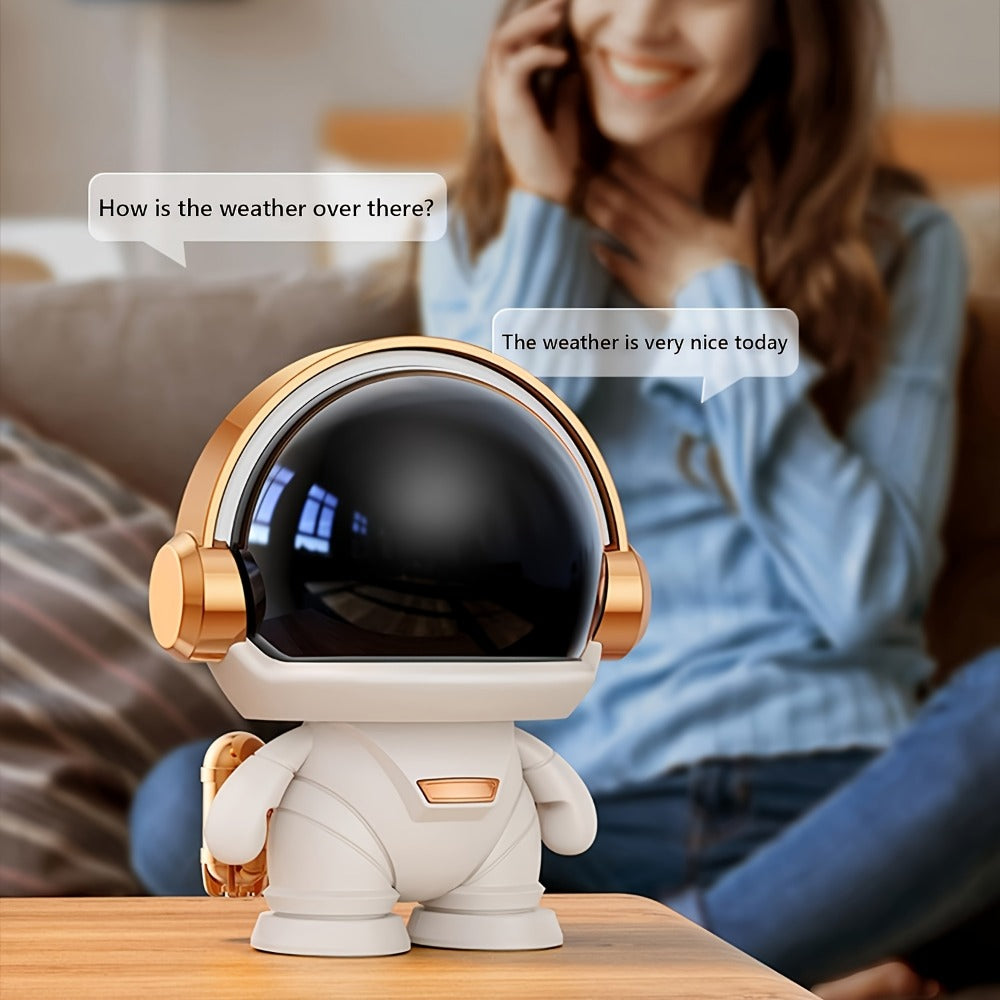 Cute Astronaut Wireless Speaker with LED Light, Portable Bluetooth Mini Speaker with Stereo Sound, USB Rechargeable Desktop Decoration Speaker for Home, Office & Party – Unique Birthday Gift for Kids, Teens & Adults