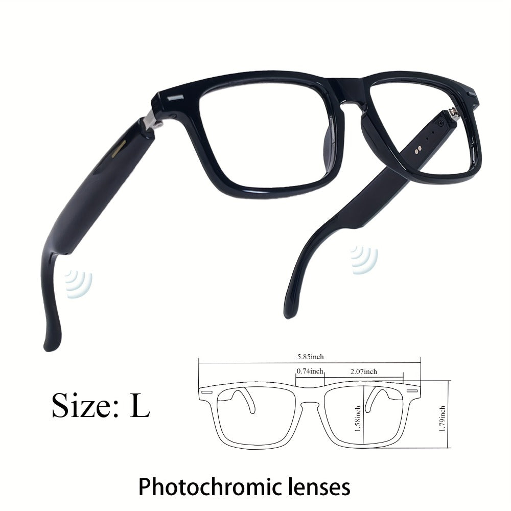 AI Smart Glasses with GPT Voice Assistant & Real-Time Translation 160+ Languages – Photochromic Lenses, Anti-Blue Light, Built-in Speaker & Mic, Unisex Wearable Tech Eyewear