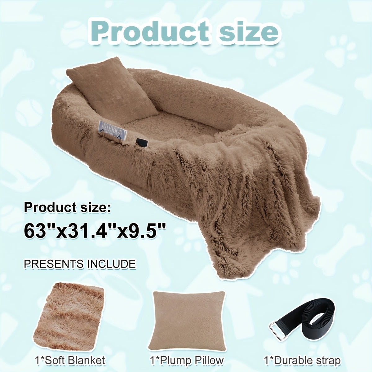 Human Dog Bed with Washable Faux Fur Cover in Two Size Options for People and Pets