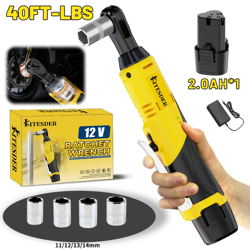 Electric Ratchet Wrench Set 12V Cordless with Lithium Battery – Fast Charge, Variable Speed Trigger, Socket Sleeves, for Automotive Repair, Screws & Nuts – Basic & Full Kit Options