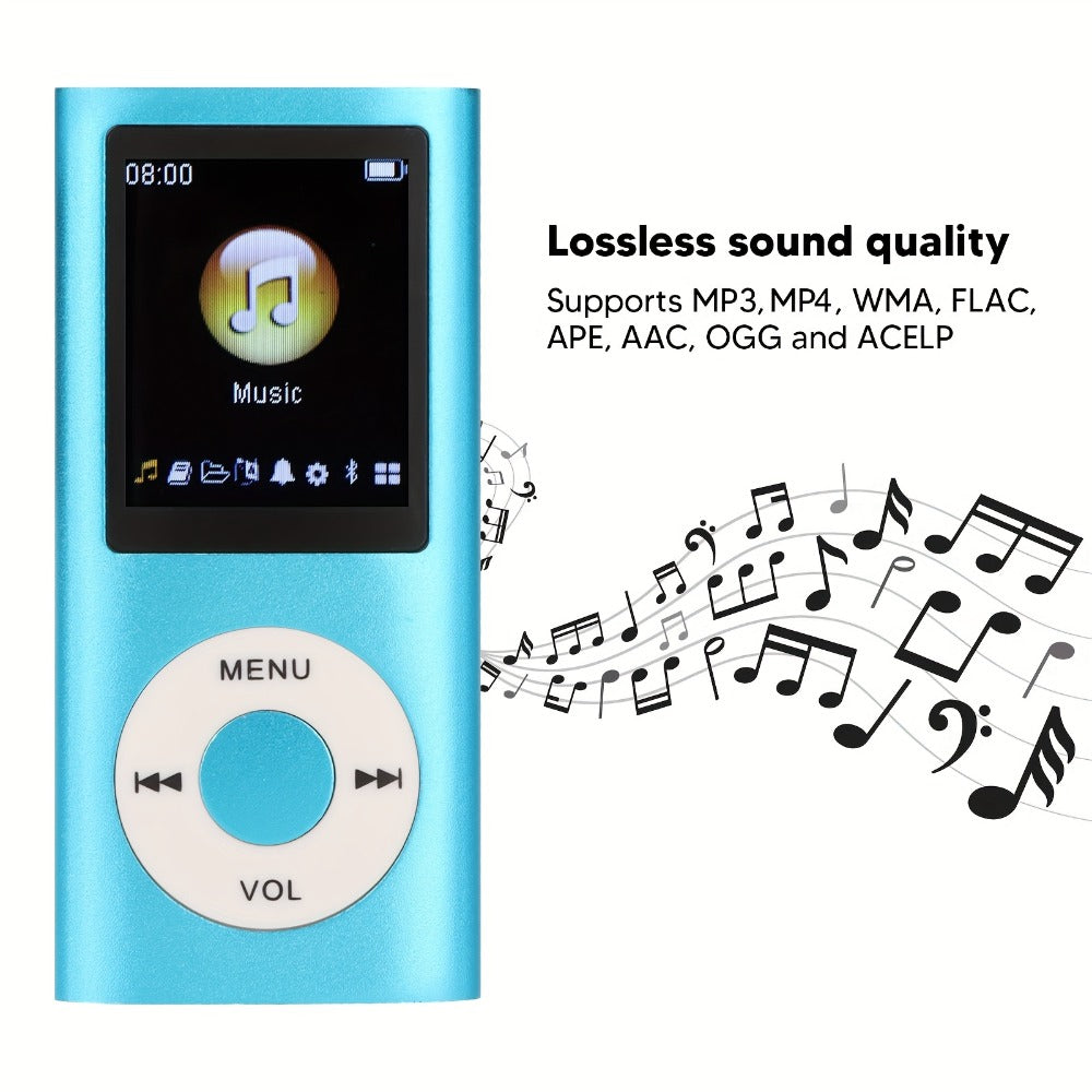 MP3 Player 8-Hour Battery 64GB Lossless FLAC, Slim 1.8 Inch LCD Aluminum Alloy Portable Music Player, Supports MP3 WMA FLAC APE, Playlist Shuffle Sleep Mode, TF Micro SD Card, Earphone & Cable Included