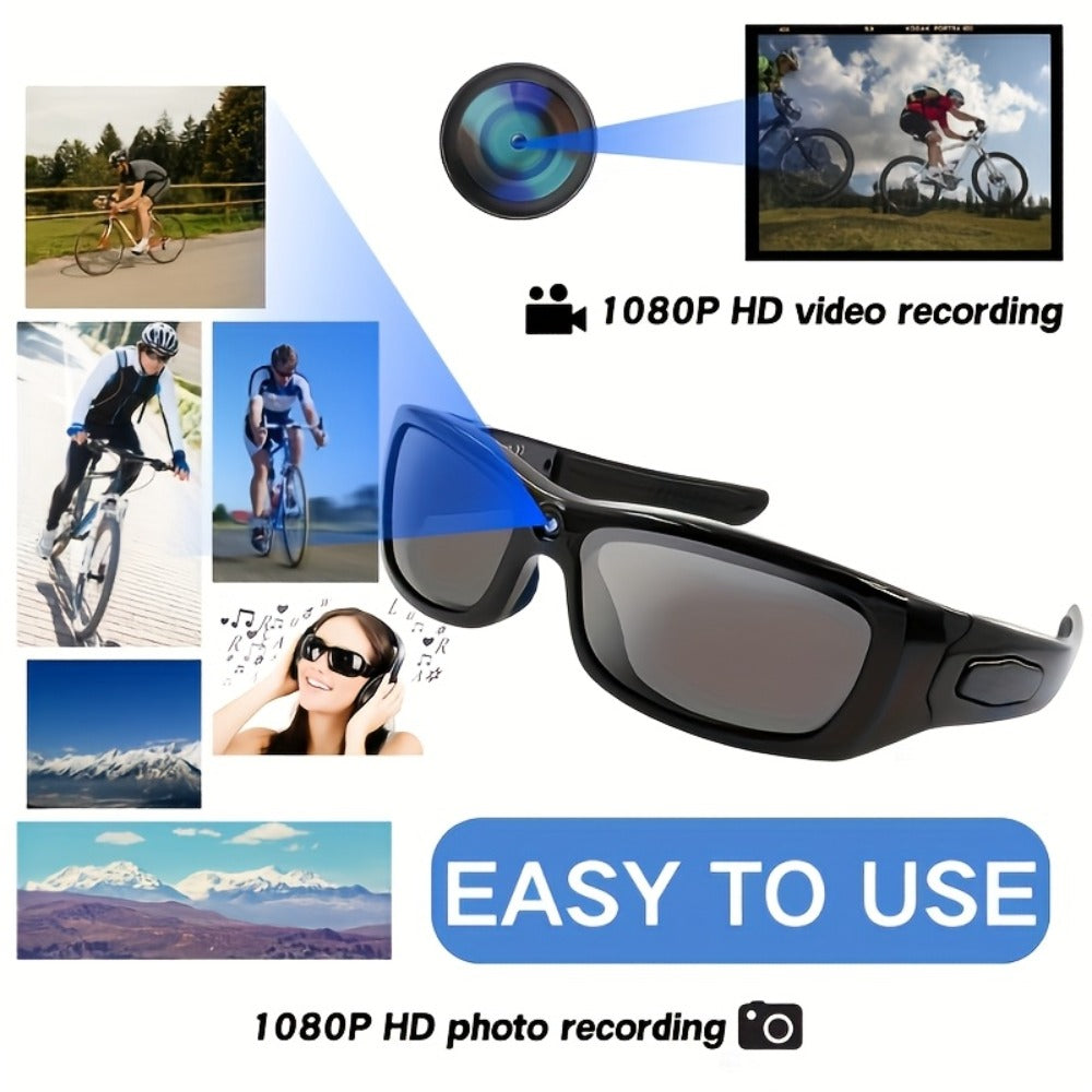 Smart Glasses Camera 1080P HD Video Recording, Built-in 32GB, Music Playback & Phone Call, Wearable Action Camera Sunglasses, 2-Hour Battery, for Travel Vlogging Outdoor Sports, Valentine's Day Gift