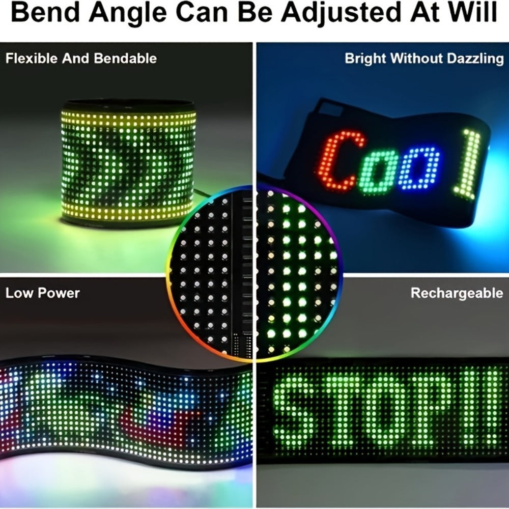 Programmable Flexible LED Matrix Panel Sign, App & Radio Controlled, Dynamic Scrolling Text Pattern & Animation, LED Screen Light for Auto Shop Bar Hotel Concert Party Indoor Decoration